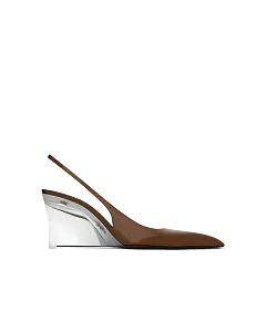 Saint Laurent Туфли-лодочки Miller из полированной кожи Argile - фото 1