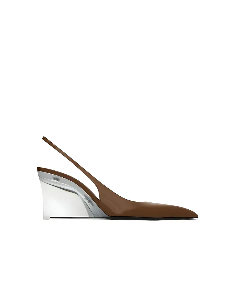Туфли-лодочки Miller из полированной кожи Saint Laurent Argile - фото 1