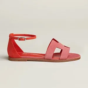 Hermès Сандалии Santorini Rose De Venise / Orange Capucine - фото 3