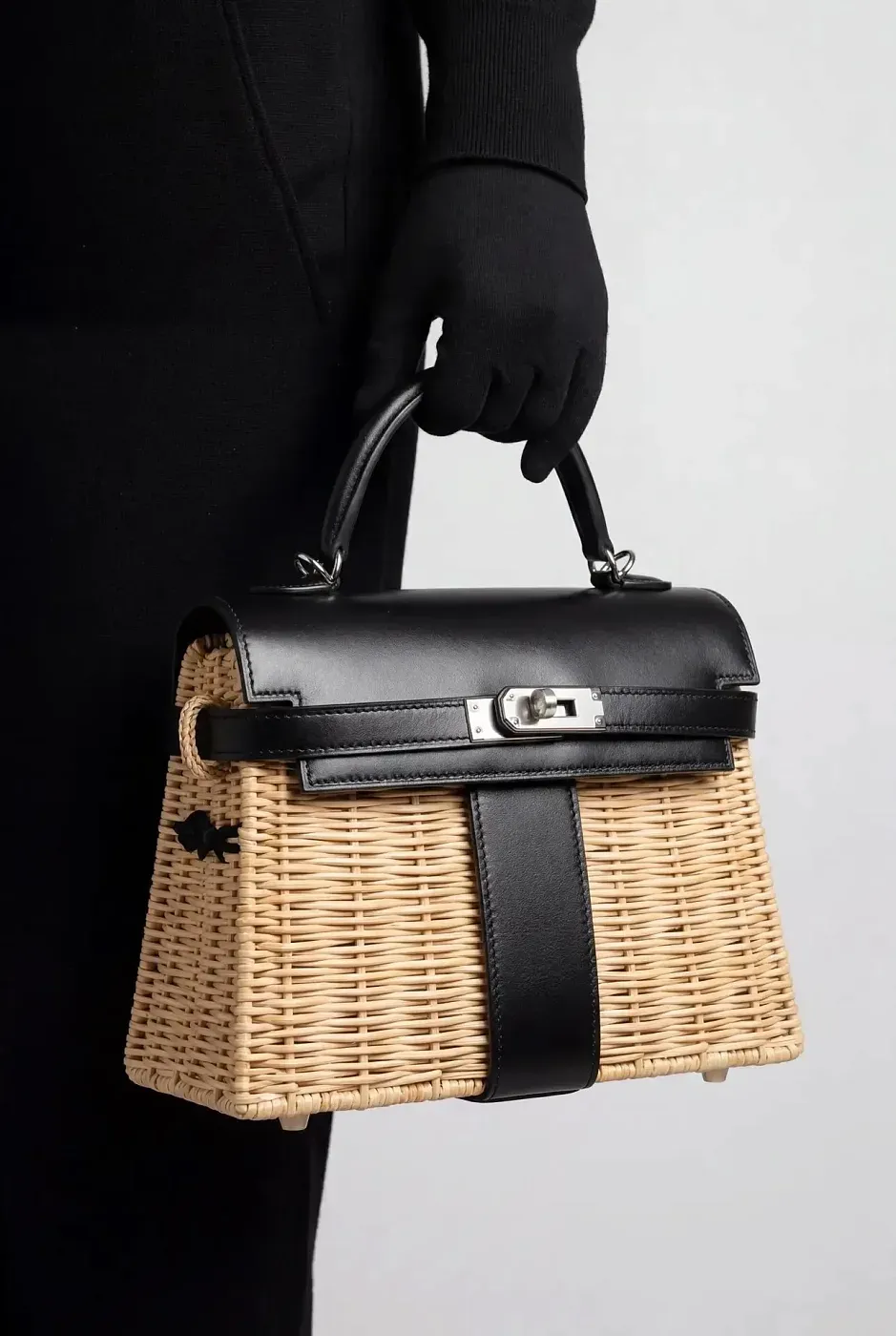 Hermès Сумка Mini Picnic Kelly 20 Black Box Palladium Hardware - фото 2