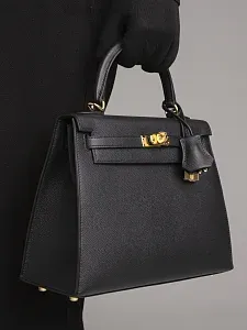 Hermès Сумка Sellier Kelly 25 Black Epsom Gold Hardware - фото 2