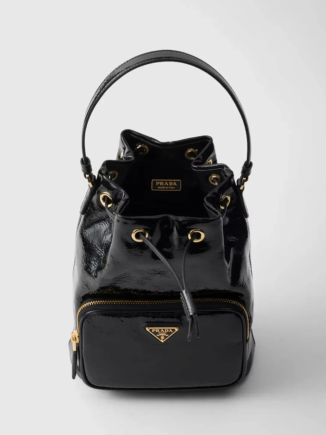 Prada Сумка Duet из лакированной кожи naplak Black - фото 7