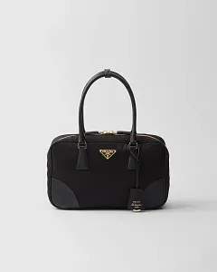 Prada Re-Edition 1978 средняя сумка из нейлона Re-Nylon и кожи Saffiano с двумя ручками Black - фото 1