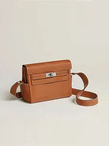 Hermès Сумка Kelly Messenger PM Fauve Barenia Faubourg Palladium Hardware - фото 3