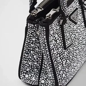 Prada Мини-сумка Galleria из атласа с кристаллами Metal - фото 5