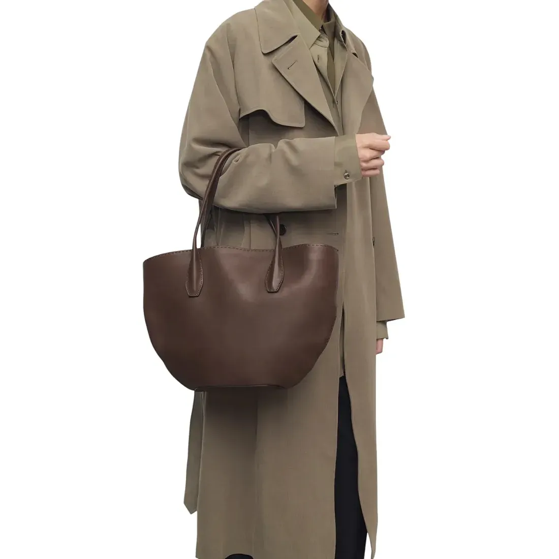 The Row Сумка Alger Tote Deep Brown из кожи Deep Brown / Dark Brown - фото 2