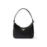 Prada Мини-сумка Re-Edition из сафьяновой кожи Black - фото 1