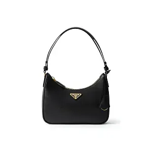 Prada Мини-сумка Re-Edition из сафьяновой кожи Black - фото 1