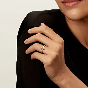 Tiffany & Co. Кольцо T T1 Narrow Ring with Diamonds Men Rose Gold - фото 2