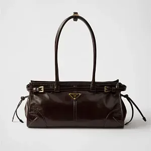 Prada Средняя кожаная сумка Dark Brown - фото 1