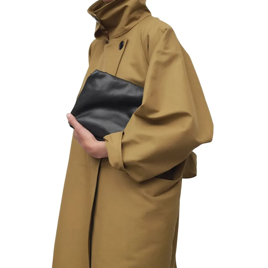 The Row Клатч Large Bourse Clutch Dark Brown из кожи Black - фото 2