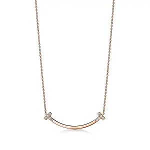 Tiffany & Co. Подвеска T Smile Medium Pendant with Diamonds Rose Gold - фото 1