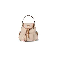 Miu Miu Рюкзак Canvas and leather backpack Cord Beige/Brandy - фото 1