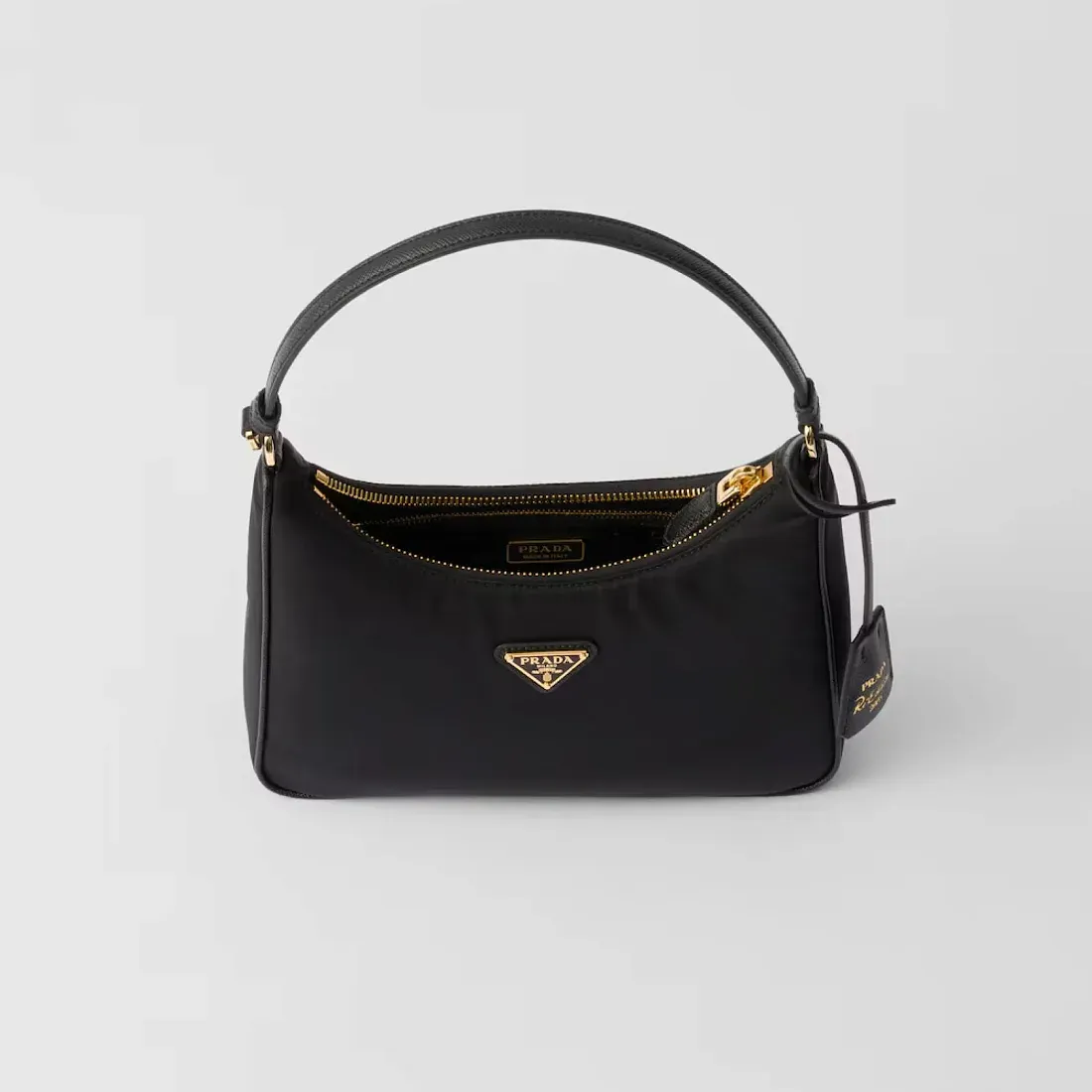 Prada Mини-сумка из Re-Nylon и сафьяновой кожи Re-Edition 2005 Black - фото 5