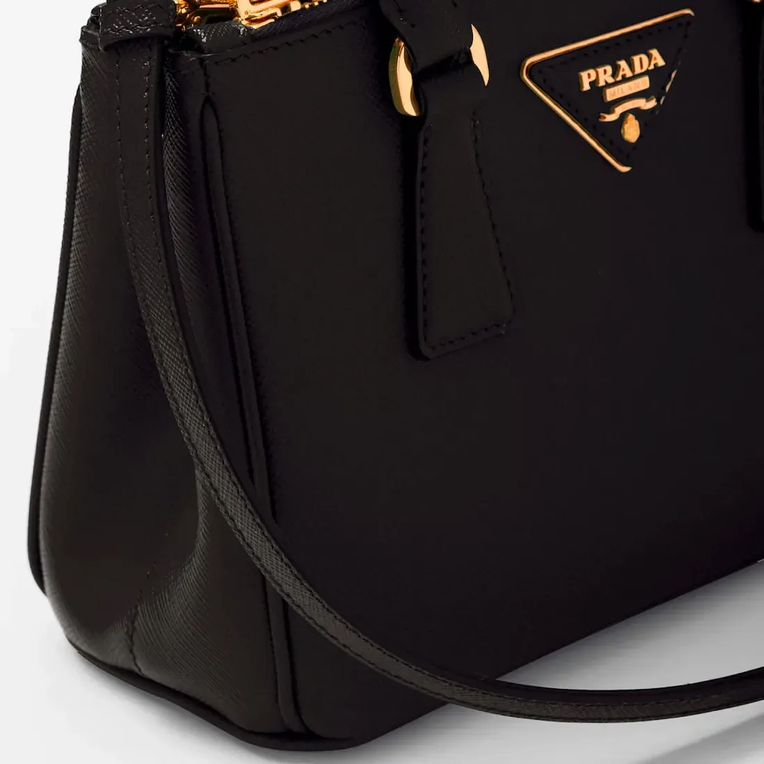 Prada Мини-сумка Galleria из сафьяновой кожи Black - фото 6