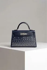Hermès Сумка Kelly Sellier Mini 20 Cloute Blue Abysse Box Palladium Hardware - фото 1