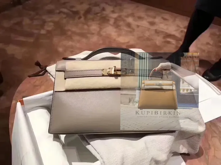 Hermes Kelly Pouchette Swift Gris Asphalte Gold Hardware - фото 1