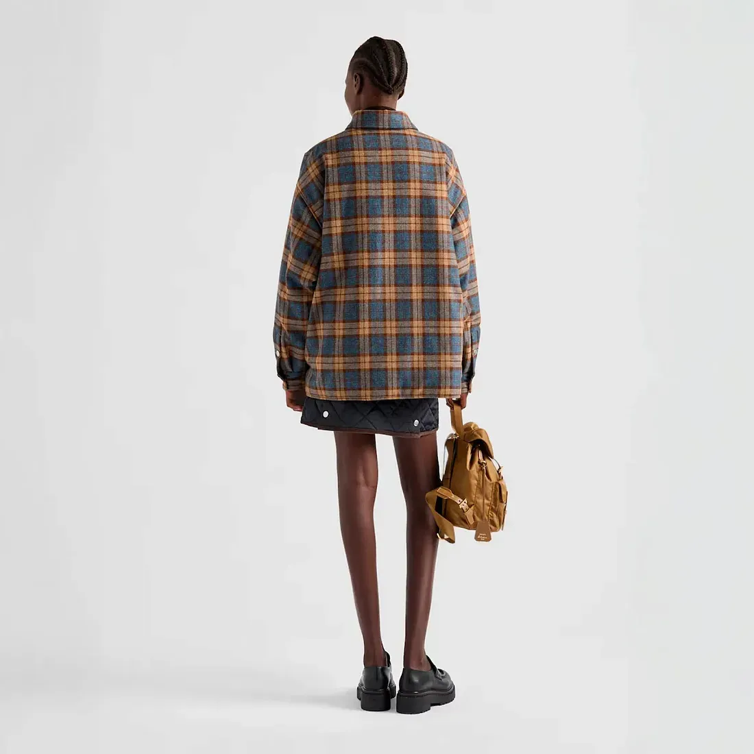 Prada Куртка-рубашка из твилла с клетчатым узором из шерсти - фото 6