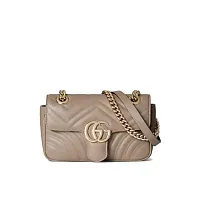 Gucci Мини-сумка на плечо GG Marmont Taupe - фото 1