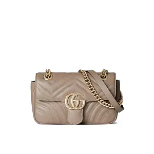 Gucci Мини-сумка на плечо GG Marmont Taupe - фото 1
