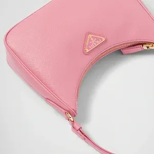Prada Мини-сумка Re-Edition из сафьяновой кожи Petal Pink - фото 5