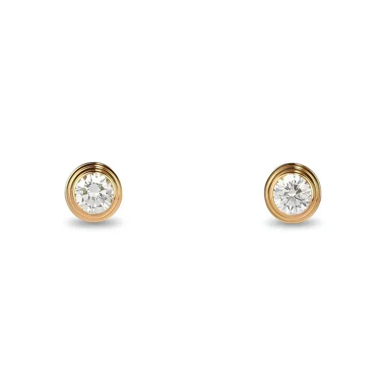 Серьги Cartier d'Amour stud earrings, 2 diamonds, medium model Yellow Gold - фото 1