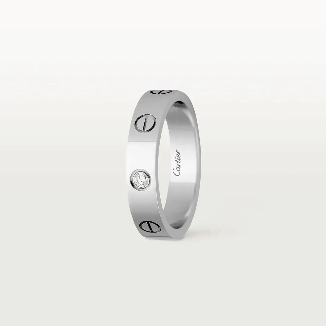 Cartier Обручальное кольцо Love с одним бриллиантом White Gold - фото 4