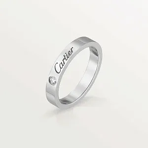 Cartier Обручальное кольцо с одним бриллиантом C de Men Platinum - фото 1
