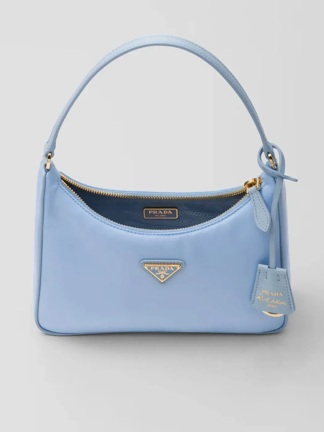 Prada Мини-сумка Re-Edition 2005 из Re-Nylon и сафьяновой кожи Pale Blue - фото 4