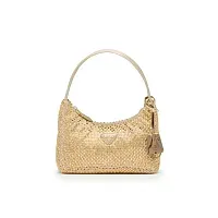 Prada Мини-сумка из сатина с кристаллами Platinum - фото 1