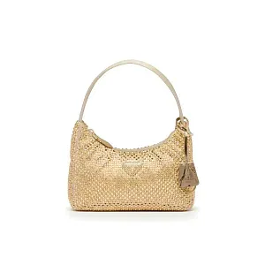 Prada Мини-сумка из сатина с кристаллами Platinum - фото 1