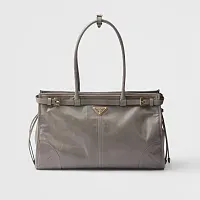 Prada Большая кожаная сумка Pewter - фото 1