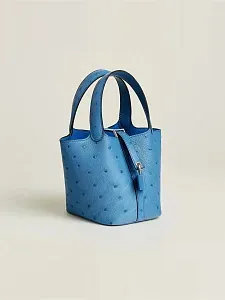 Hermès Сумка Picotin Micro Mykonos Ostrich Palladium Hardware - фото 2