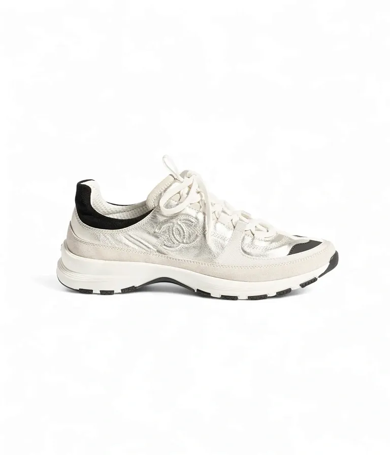 Кожаные кроссовки Chanel Light Golden / Light Gray/ Black - фото 1