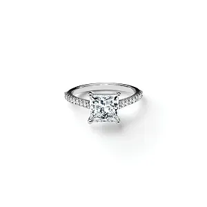 Tiffany & Co. Помолвочное кольцо Novo Princess-cut Engagement Ring with a Pave-set Diamond Band in Platinum - фото 1