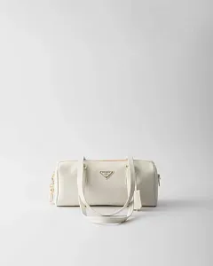 Prada Кожаная сумка среднего размера с верхней ручкой и замком White - фото 1