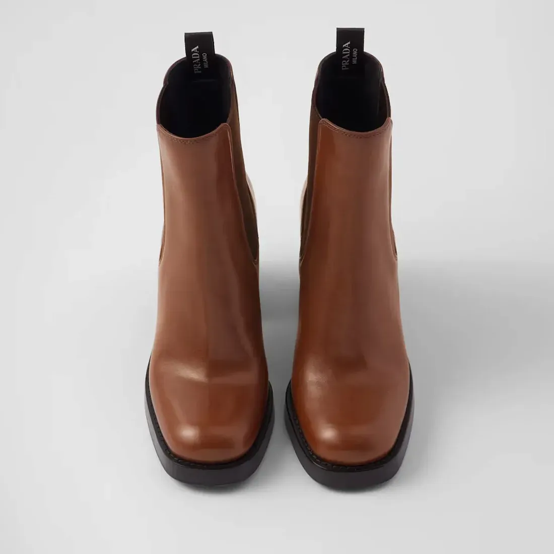 Prada Ботинки из кожи Cognac - фото 5