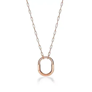 Tiffany & Co. Подвеска Lock Medium Pendant with Diamonds Rose Gold - фото 1