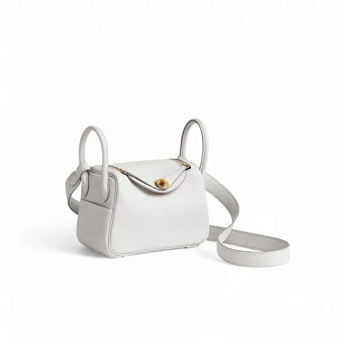 Hermès Сумка Lindy Mini New White Clemence Gold Hardware - фото 2