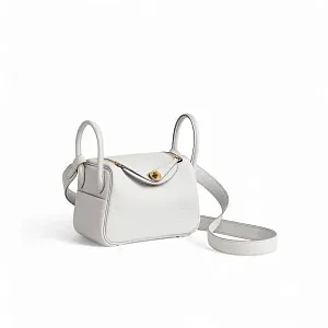 Hermès Сумка Lindy Mini New White Clemence Gold Hardware - фото 2