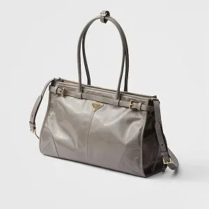 Prada Большая кожаная сумка Pewter - фото 3