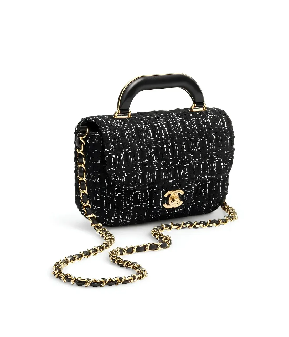 Chanel Мини-сумка Flap Black and White - фото 2
