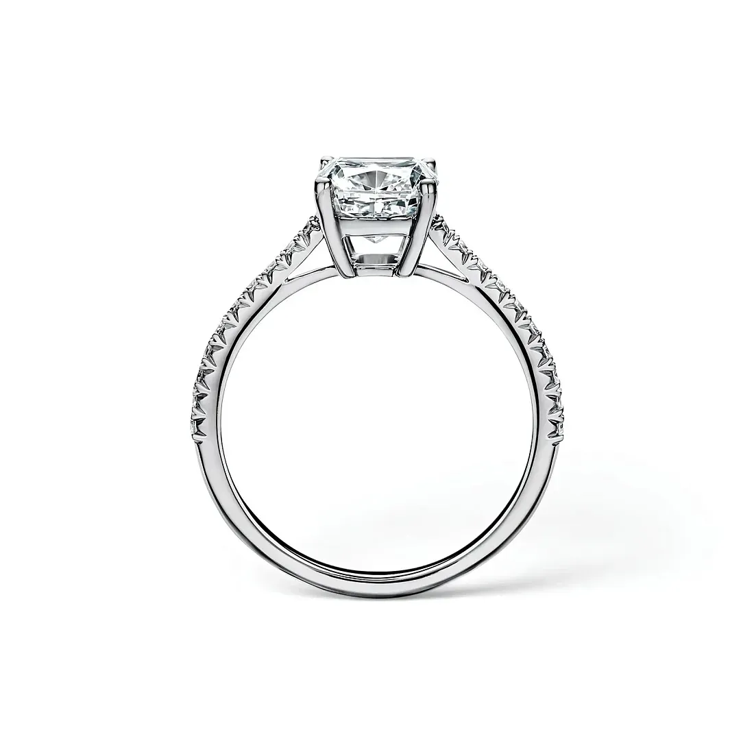Tiffany & Co. Помолвочное кольцо Novo Cushion-cut Engagement Ring with a Pave Diamond Platinum Band - фото 5