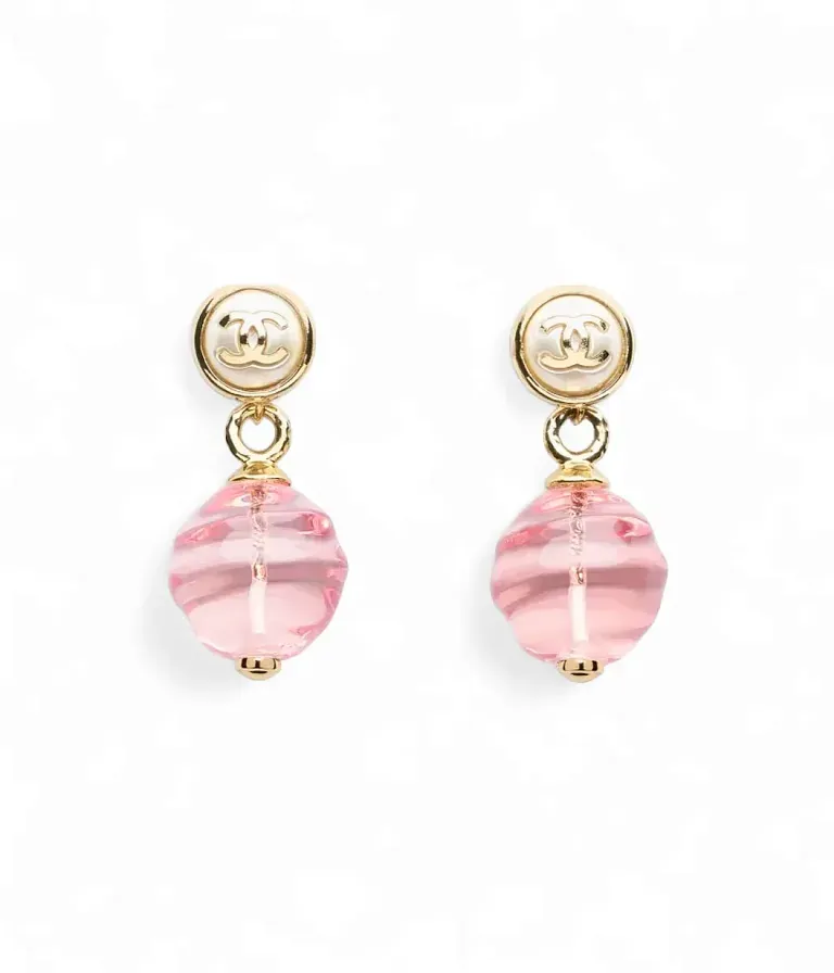 Серьги-клипсы с подвеской Chanel Gold, Pearly White and Pink - фото 1