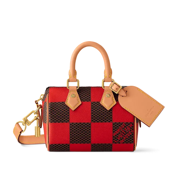 Сумка Speedy 18 Damier Pop с плечевым ремнем Louis Vuitton Red - фото 1