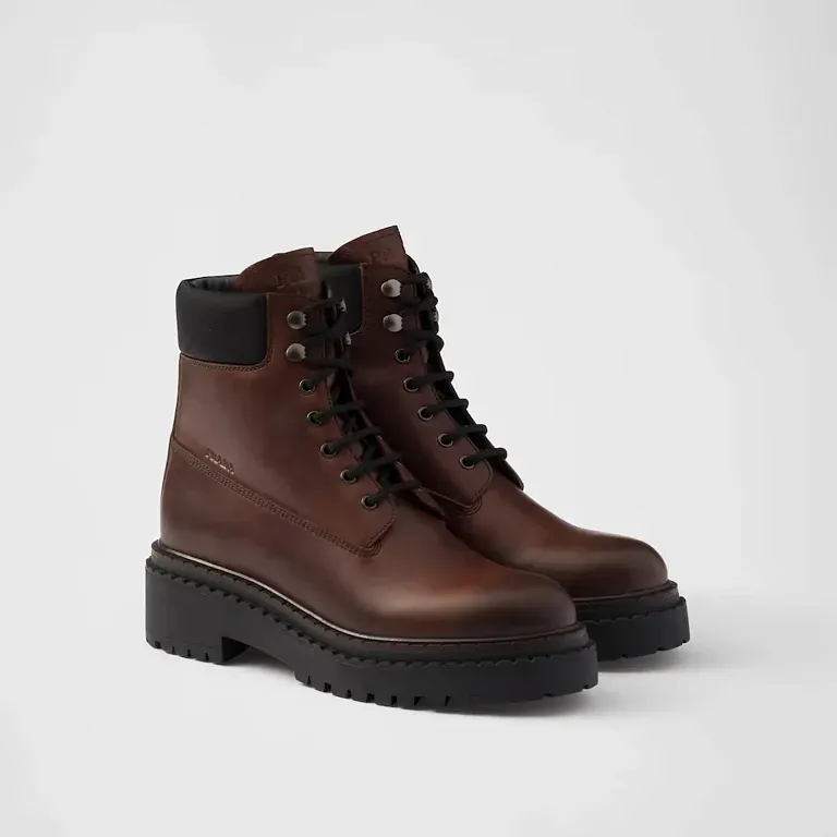 Ботинки из кожи и Re-Nylon Prada Ebony - фото 1