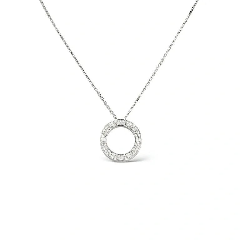 Колье Cartier Love, paved Men White Gold - фото 1