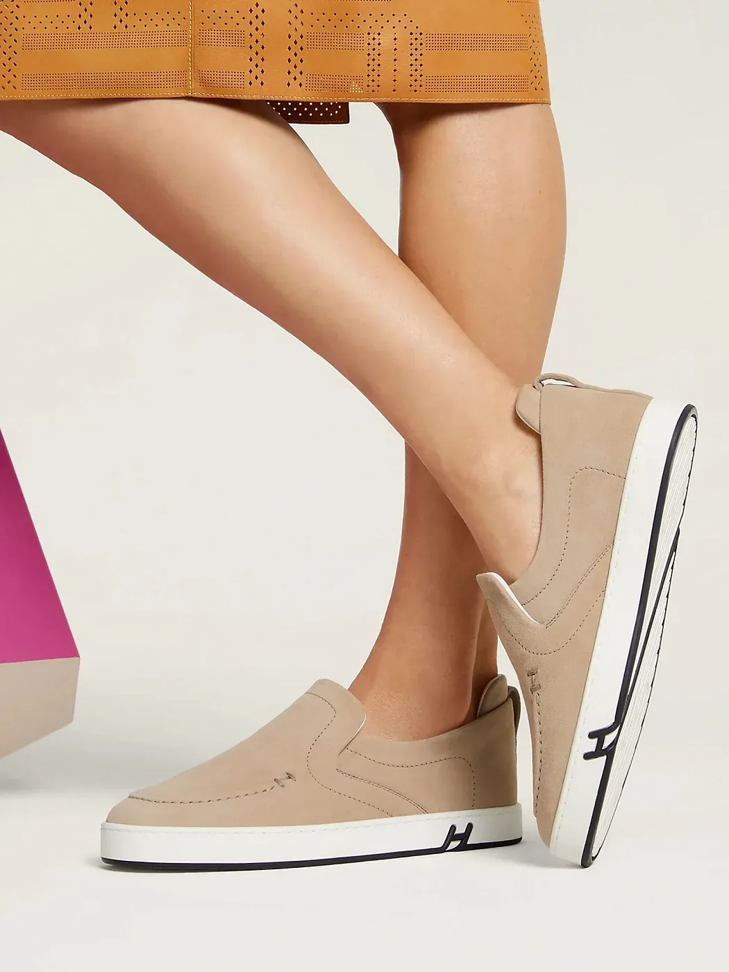 Hermès Кеды Kiddy Slip-On Beige Camel - фото 2