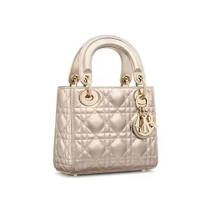Dior Сумка Lady metallic pale gold-tone мини-формата - фото 2