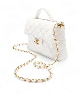 Chanel Маленькая сумка Flap с верхней ручкой White - фото 8